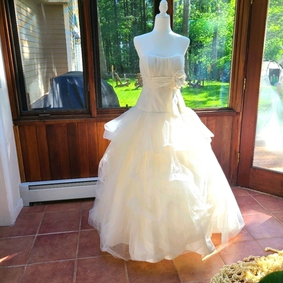 Galina Dresses & Skirts - Galina Strapless Princess Wedding Gown with Floral Crystal Detail, Size Medium